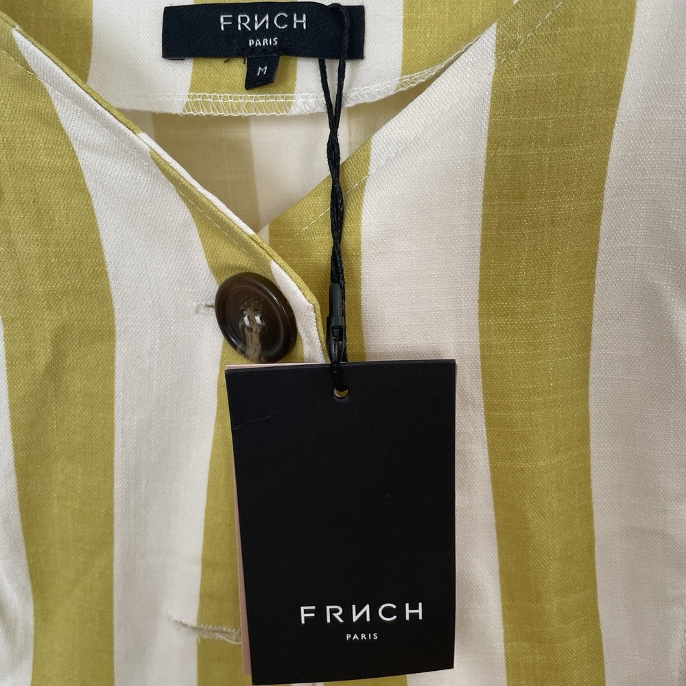 FRNCH Aurela Dress Womens Medium Yellow Stripes - Picture 3 of 9